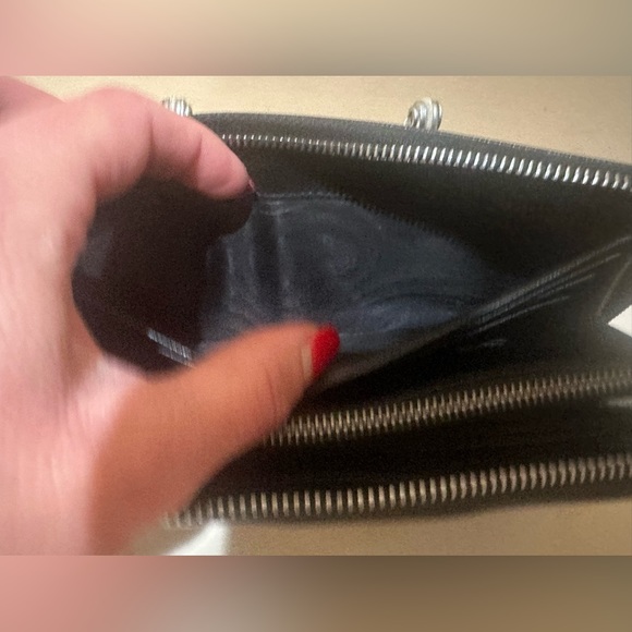 PRADA Black Saffiano Leather
Striped Zip Around Wallet - Picture 7 of 13